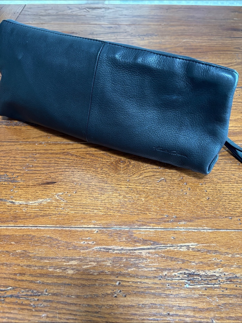 Kenneth Cole New York E/W Clutch Bag Black Tumbled Soft Leather Foldover Purse - Picture 14 of 14